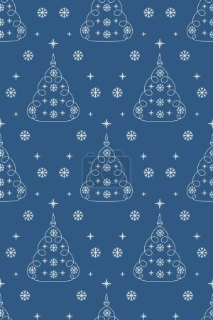 Photo for Vector illustration of a decorative stylized Christmas tree with snowflake decorations. Pattern. Card. - Royalty Free Image