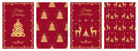 Photo for Artistic template for Christmas cards, greetings and corporate invitations with abstract Christmas tree and deers. Stylish graphic design for banner, postcard, poster. Pattern. Vector illustration.. - Royalty Free Image