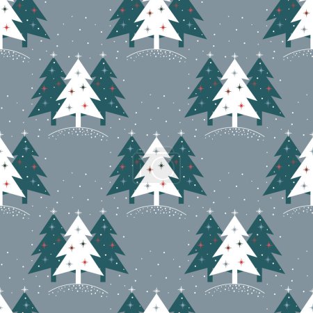 Photo for Vector illustration of decorative stylized Christmas trees with snowflake decorations. Pattern. Card. - Royalty Free Image