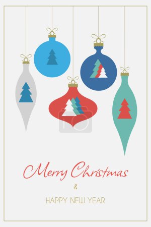 Photo for .Christmas card with Christmas decorations in a minimalist style with seasonal wishes in a modern style. Template for postcards, invitations, congratulations, web, social networks, print.. - Royalty Free Image