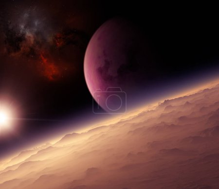 Téléchargez les photos : Planètes et exoplanètes de galaxies inexplorées. Science-fiction. De nouveaux mondes à découvrir. Colonisation et exploration des nébuleuses et des galaxies. Rendu 3d - en image libre de droit