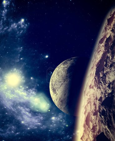 Téléchargez les photos : Planètes et exoplanètes de galaxies inexplorées. Science-fiction. De nouveaux mondes à découvrir. Colonisation et exploration des nébuleuses et des galaxies. Rendu 3d - en image libre de droit