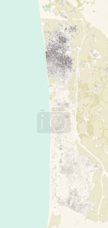 Vue aérienne de la ville de Gaza dans la bande de Gaza, vue 3D de la carte avec des maisons, des rues et des bâtiments. Rendu 3d