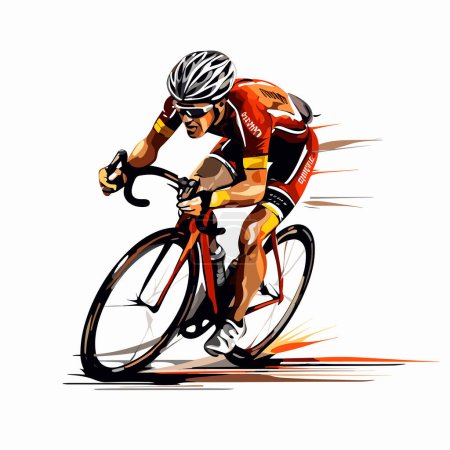 Radfahrer. Handgezeichnete Illustration eines Rennradfahrers. Zeichentrickfilm im Vector-Doodle-Stil