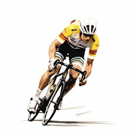 Ciclista. Ciclista de carretera ilustración dibujada a mano. Vector doodle estilo ilustración de dibujos animados