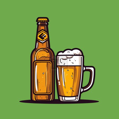 Illustration for Beer. Beer hand-drawn comic illustration. Vector doodle style cartoon illustration - Royalty Free Image
