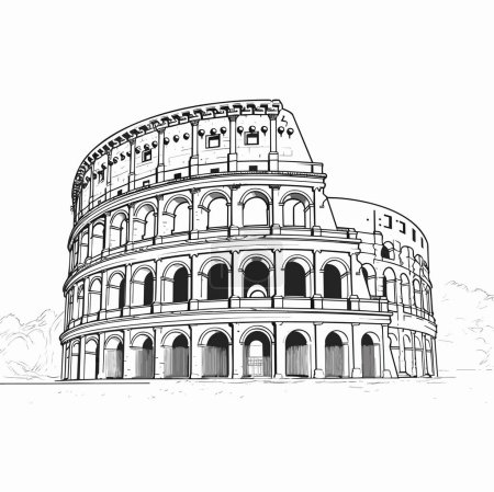 Colosseum. Colosseum hand-drawn comic illustration. Vector doodle style cartoon illustration