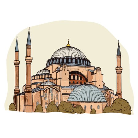 Hagia Sophia. Hagia Sophia hand-drawn comic illustration. Vector doodle style cartoon illustration