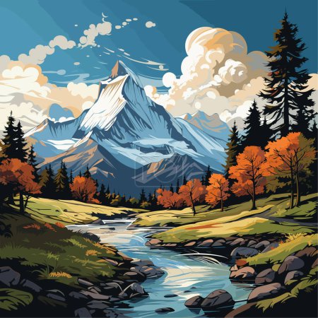 Matterhorn. Matterhorn hand-drawn comic illustration. Vector doodle style cartoon illustration