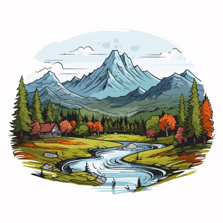 Illustration for Great Smoky Mountains hand-drawn comic illustration. Great Smoky Mountains. Vector doodle style cartoon illustration - Royalty Free Image