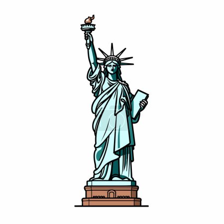 Statue de la Liberté illustration comique dessinée à la main. Statue de la Liberté. Illustration vectorielle de dessin animé de style doodle