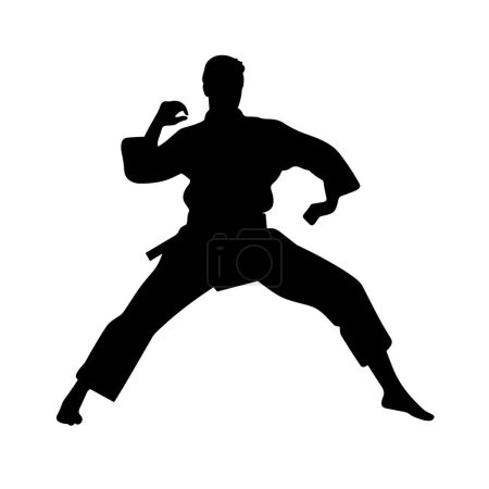 Silhouette d'art martial. Art martial icône noire sur fond blanc
