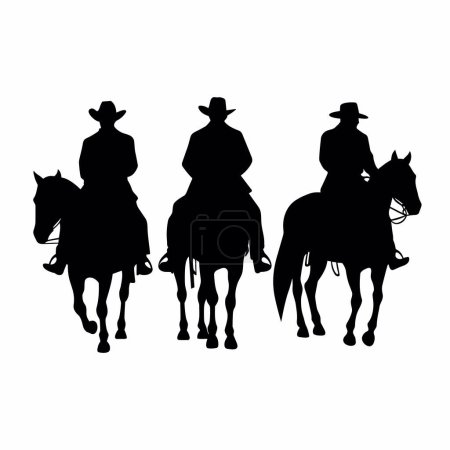 Illustration for Horsemen silhouette. Horsemen black icon on white background - Royalty Free Image