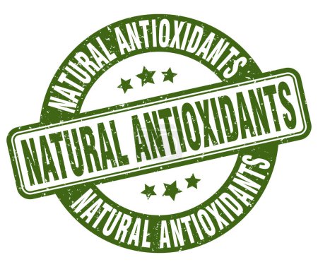 Ilustración de Sello antioxidantes naturales. signo antioxidante natural. etiqueta grunge redonda - Imagen libre de derechos