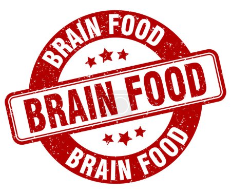 brain food stamp. brain food sign. round grunge label