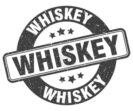Téléchargez les illustrations : Timbre whisky. Un signe de whisky. étiquette ronde grunge - en licence libre de droit