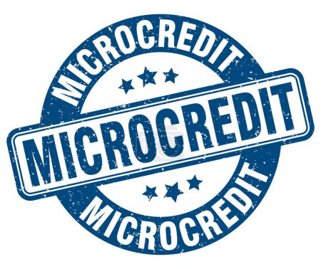 Téléchargez les illustrations : Timbre de microcrédit. signe de microcrédit. étiquette ronde grunge - en licence libre de droit