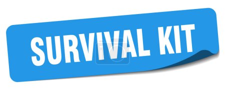 Illustration for Survival kit sticker. survival kit rectangular label isolated on white background - Royalty Free Image