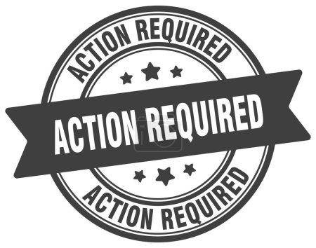 action required stamp. action required round sign. label on transparent background