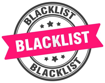 Ilustración de Sello de la lista negra. señal redonda de la lista negra. etiqueta sobre fondo transparente - Imagen libre de derechos