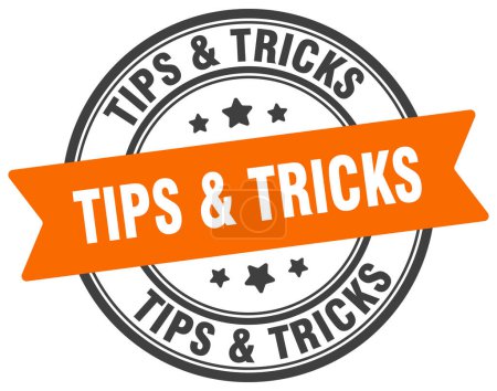 Illustration for Tips & tricks stamp. tips & tricks round sign. label on transparent background - Royalty Free Image