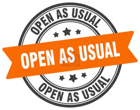 Illustration for Open as usual stamp. open as usual round sign. label on transparent background - Royalty Free Image