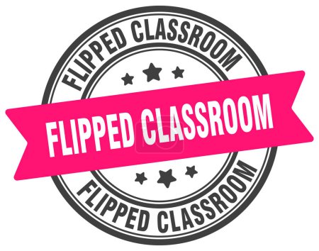 flipped classroom stamp. flipped classroom round sign. label on transparent background