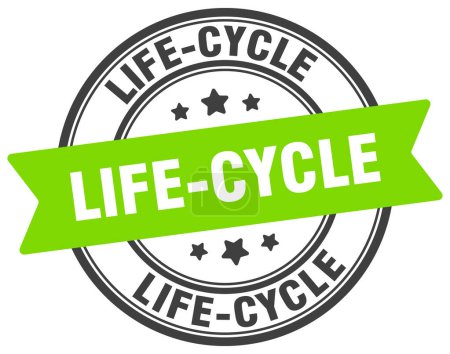 timbre du cycle de vie. signe rond du cycle de vie. étiquette sur fond transparent