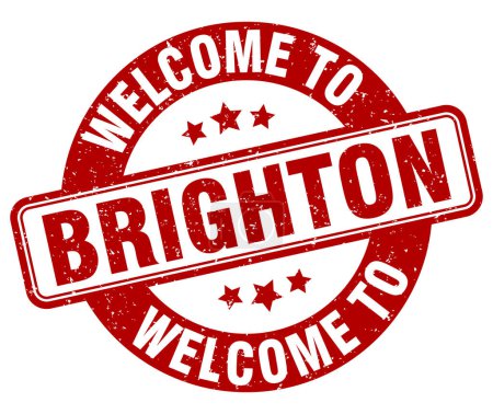Illustration for Welcome to Brighton stamp. Brighton round sign isolated on white background - Royalty Free Image