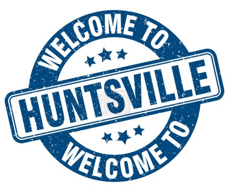 Illustration for Welcome to Huntsville stamp. Huntsville round sign isolated on white background - Royalty Free Image