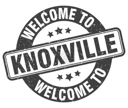 Willkommen bei der Briefmarke Knoxville. Knoxville rundes Schild isoliert auf weißem Hintergrund