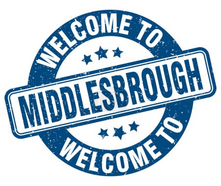 Bienvenidos al sello de Middlesbrough. Cartel redondo Middlesbrough aislado sobre fondo blanco