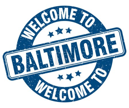 Illustration for Welcome to Baltimore stamp. Baltimore round sign isolated on white background - Royalty Free Image