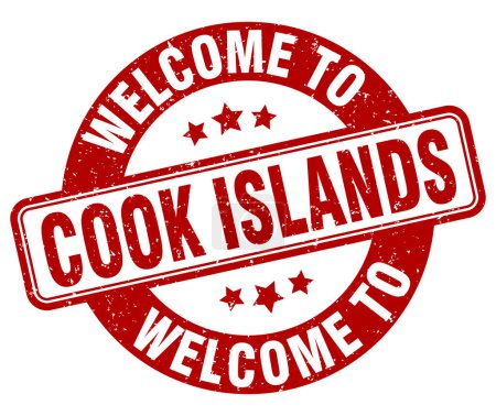 Willkommen bei der Briefmarke Cook Islands. Cook Islands rundes Schild isoliert auf weißem Hintergrund
