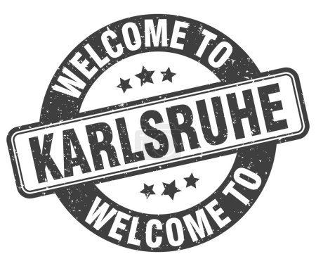 Welcome to Karlsruhe stamp. Karlsruhe round sign isolated on white background