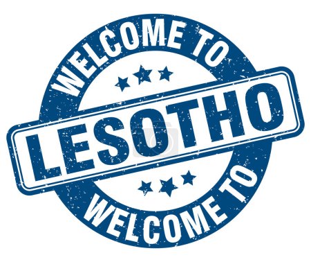 Willkommen auf der Briefmarke Lesotho. Lesotho rundes Schild isoliert auf weißem Hintergrund