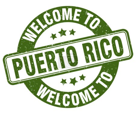 Bienvenue au timbre de Porto Rico. Porto Rico panneau rond isolé sur fond blanc