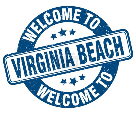 Welcome to Virginia Beach stamp. Virginia Beach round sign isolated on white background