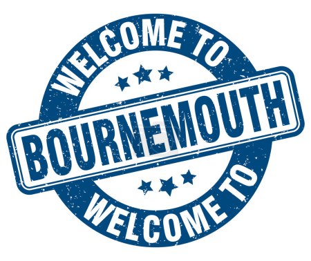 Bienvenue au timbre de Bournemouth. Panneau rond de Bournemouth isolé sur fond blanc