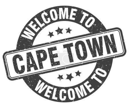 Bienvenue à Cape Town timbre. Cape Town panneau rond isolé sur fond blanc