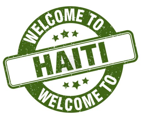 Willkommen auf der Briefmarke Haiti. Haiti rundes Schild isoliert auf weißem Hintergrund