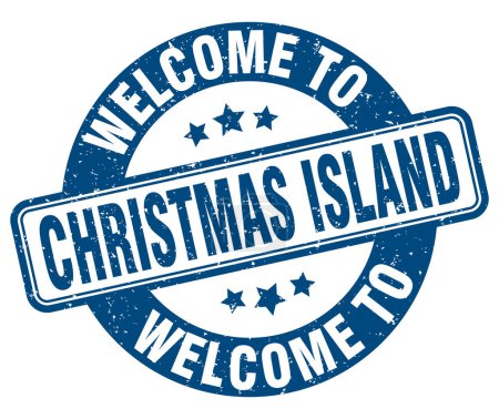 Willkommen auf der Weihnachtsinsel. Weihnachtsinsel rundes Schild isoliert auf weißem Hintergrund
