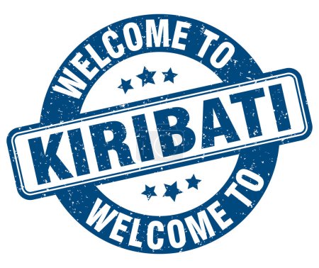 Willkommen auf der Briefmarke Kiribati. Kiribati rundes Schild isoliert auf weißem Hintergrund