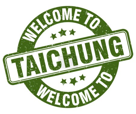 Willkommen bei Taichung. Taichung rundes Schild isoliert auf weißem Hintergrund