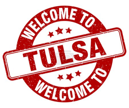 Welcome to Tulsa stamp. Tulsa round sign isolated on white background