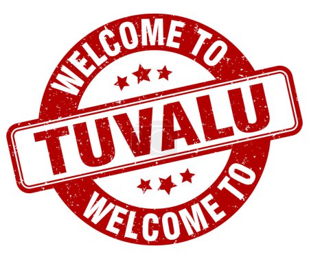 Illustration for Welcome to Tuvalu stamp. Tuvalu round sign isolated on white background - Royalty Free Image