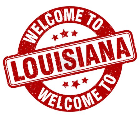 Welcome to Louisiana stamp. Louisiana round sign isolated on white background