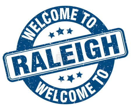 Welcome to Raleigh stamp. Raleigh round sign isolated on white background