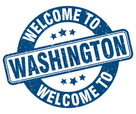 Illustration for Welcome to Washington stamp. Washington round sign isolated on white background - Royalty Free Image