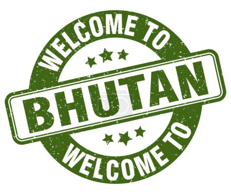 Illustration for Welcome to Bhutan stamp. Bhutan round sign isolated on white background - Royalty Free Image